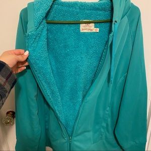 Green faded glory Sherpa zip up